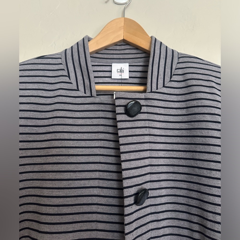NWT CABI Style #5474  Dappled Striped Car Coat Navy Blue Size XL - Picture 5 of 7